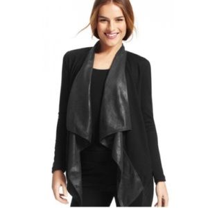 CAbi Owens Waterfall Drape Faux Leather Jacket Women’s Large Style 527 Black